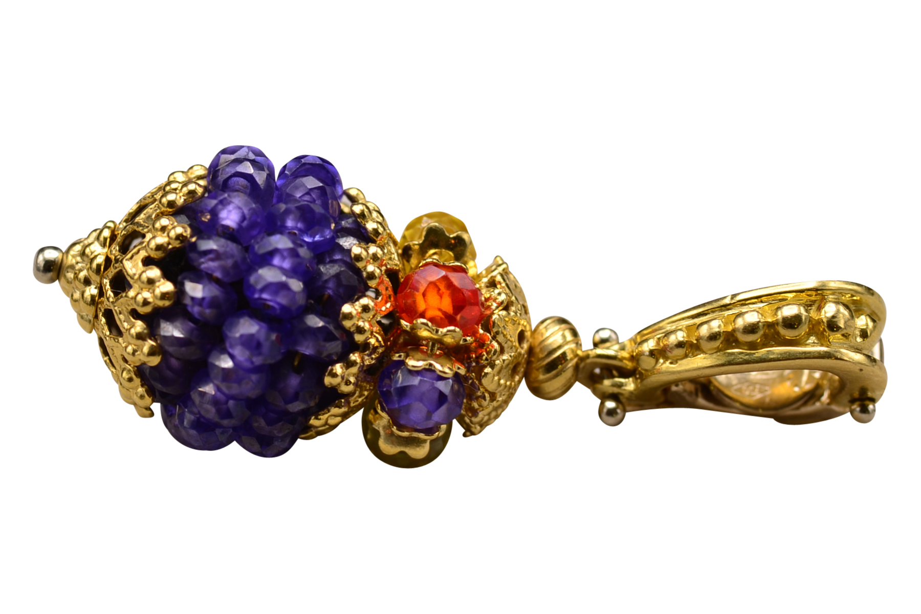 SOLD - The Sunday: Vintage Yellow Gold Signed Amethyst Bead Pendant
