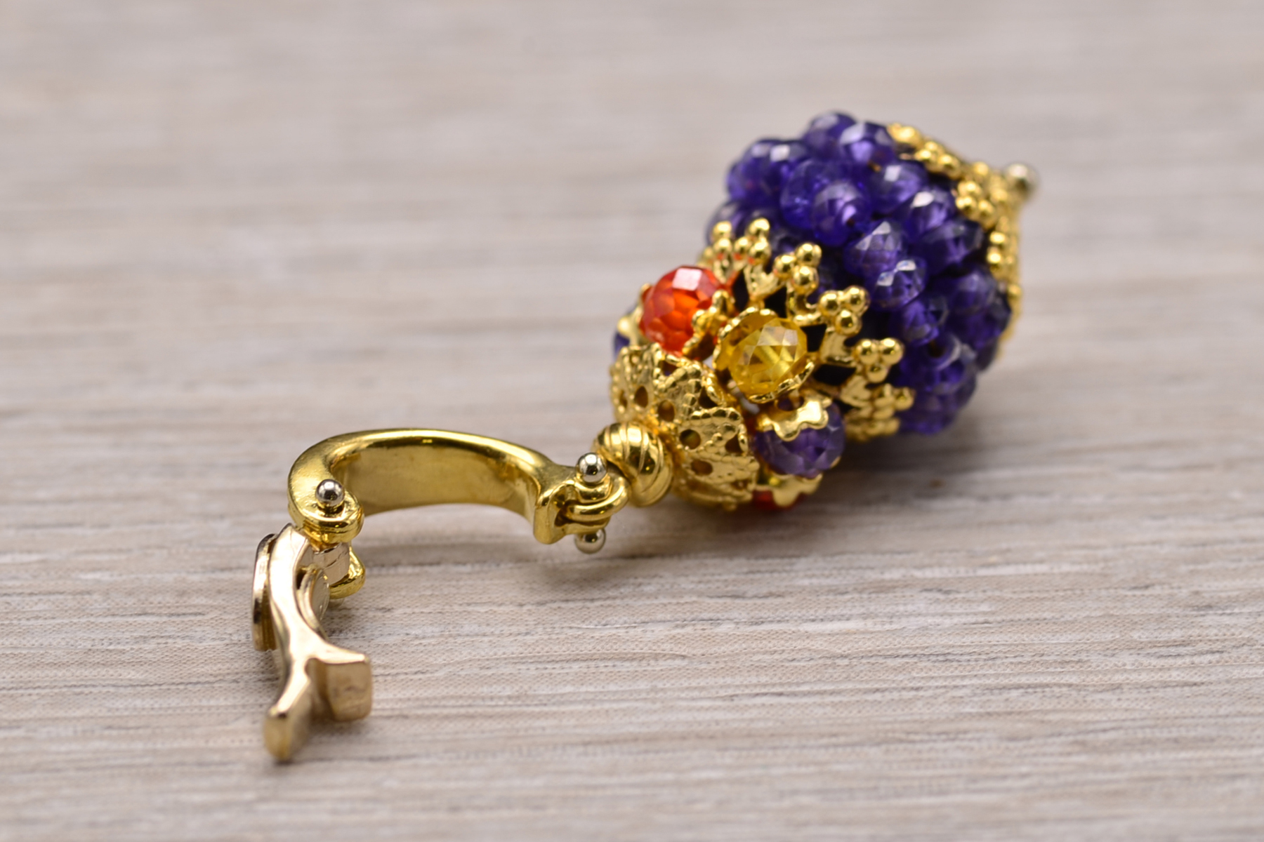 SOLD - The Sunday: Vintage Yellow Gold Signed Amethyst Bead Pendant - Image 5