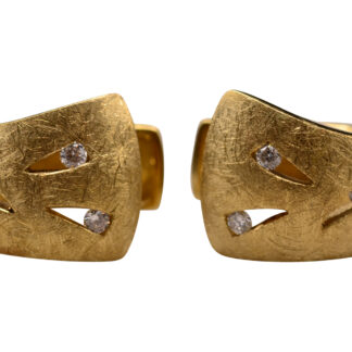 SOLD - The Flying Fox: Designer Florentine Diamond Huggie Earrings in Yellow Gold