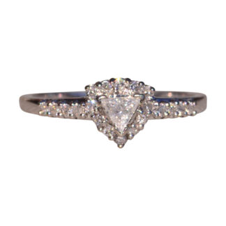 The Tri:  White Gold Engagement Ring set with Trilliant Cut Natural Diamond