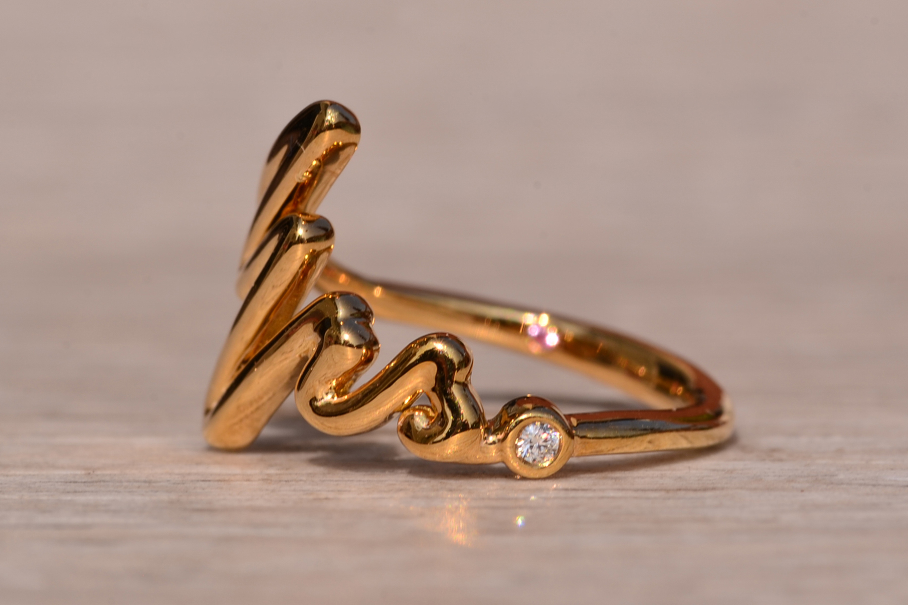 SOLD - The Heart: Ladies Hearts on Fire Yellow Gold Mrs. Ring - Image 3
