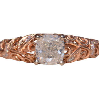 The Big Reed Path: Rose Gold Engagement Ring with Natural Diamond Signed Shane and Co