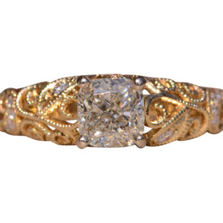 SOLD - The Big Reed Path Duo: Signed Shane and Co Ring set with Cushion Cut Natural Diamond