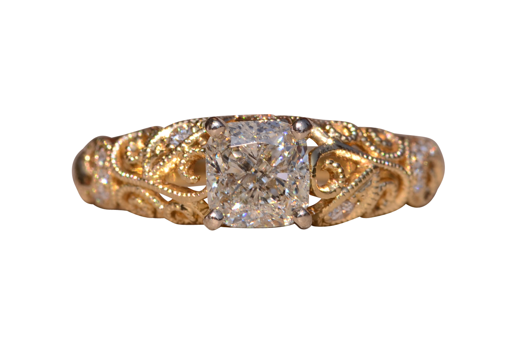 SOLD - The Big Reed Path Duo: Signed Shane and Co Ring set with Cushion Cut Natural Diamond