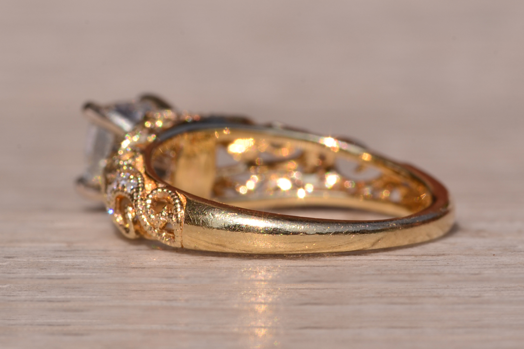 SOLD - The Big Reed Path Duo: Signed Shane and Co Ring set with Cushion Cut Natural Diamond - Image 4