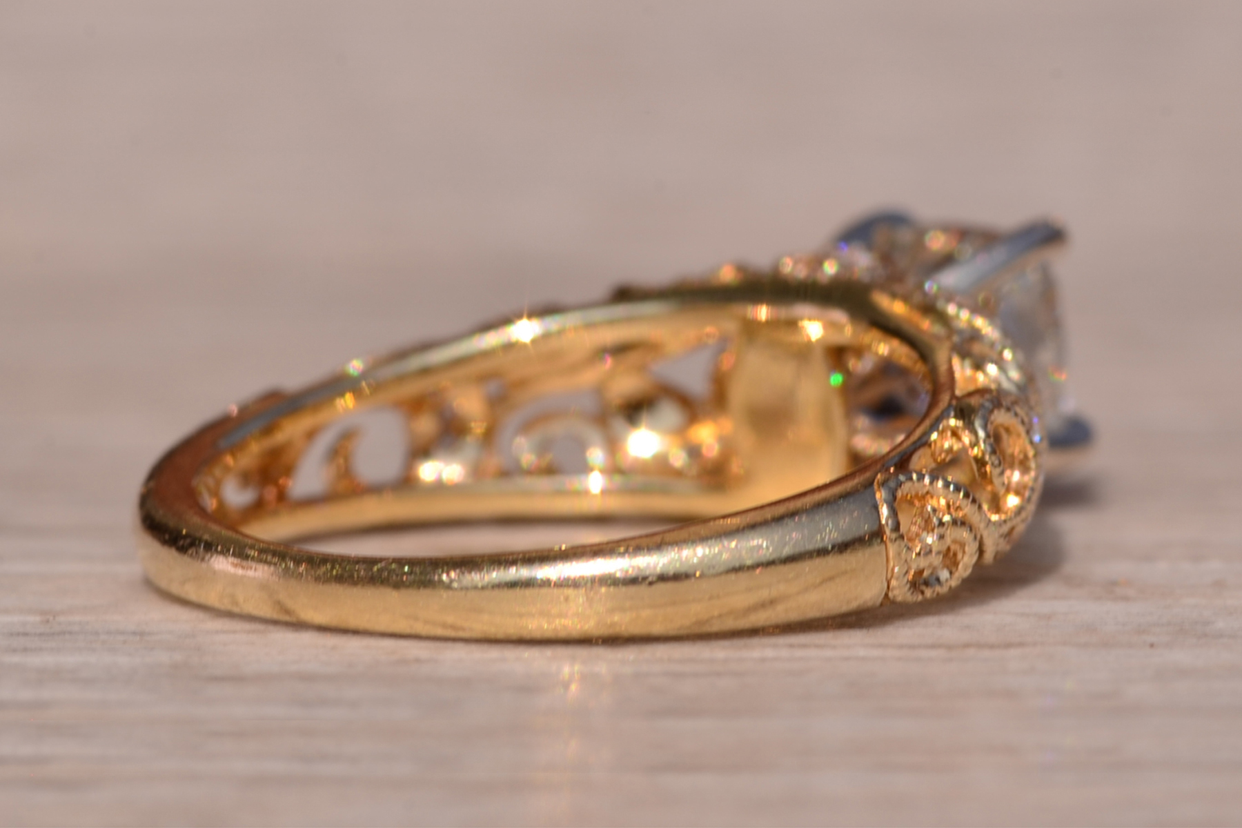 SOLD - The Big Reed Path Duo: Signed Shane and Co Ring set with Cushion Cut Natural Diamond - Image 5