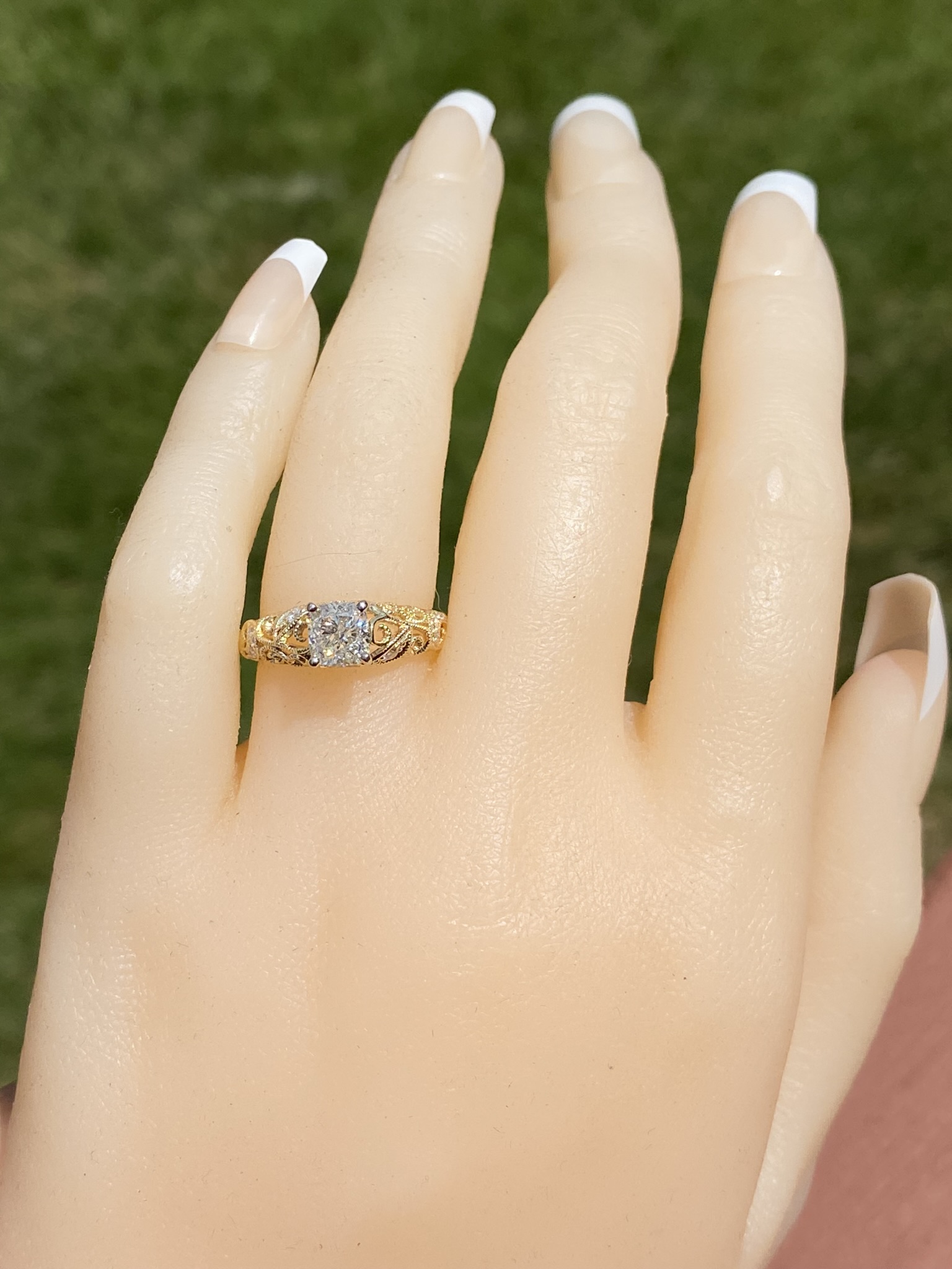 SOLD - The Big Reed Path Duo: Signed Shane and Co Ring set with Cushion Cut Natural Diamond - Image 8