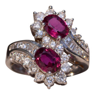 The East Lake Drive: Natural Double Ruby Bypass Ring with Diamonds