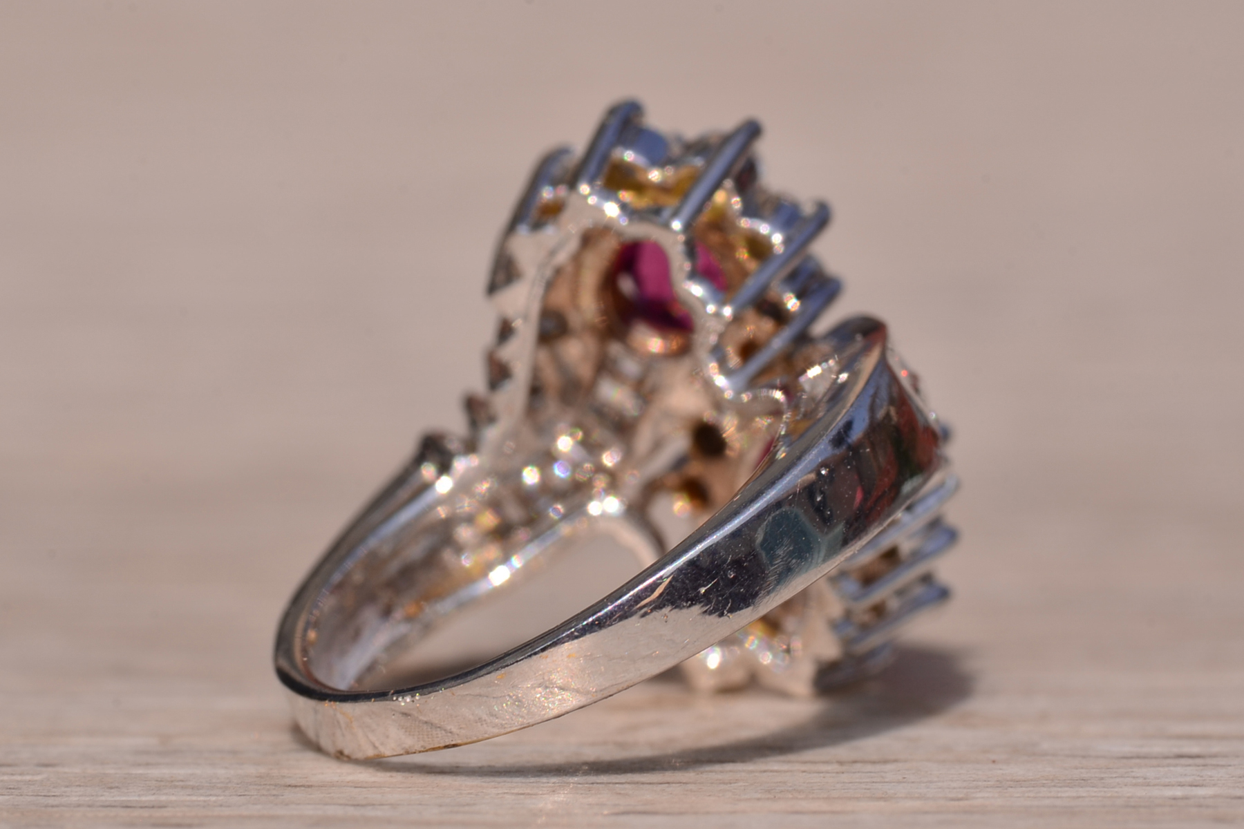 The East Lake Drive: Natural Double Ruby Bypass Ring with Diamonds - Image 5