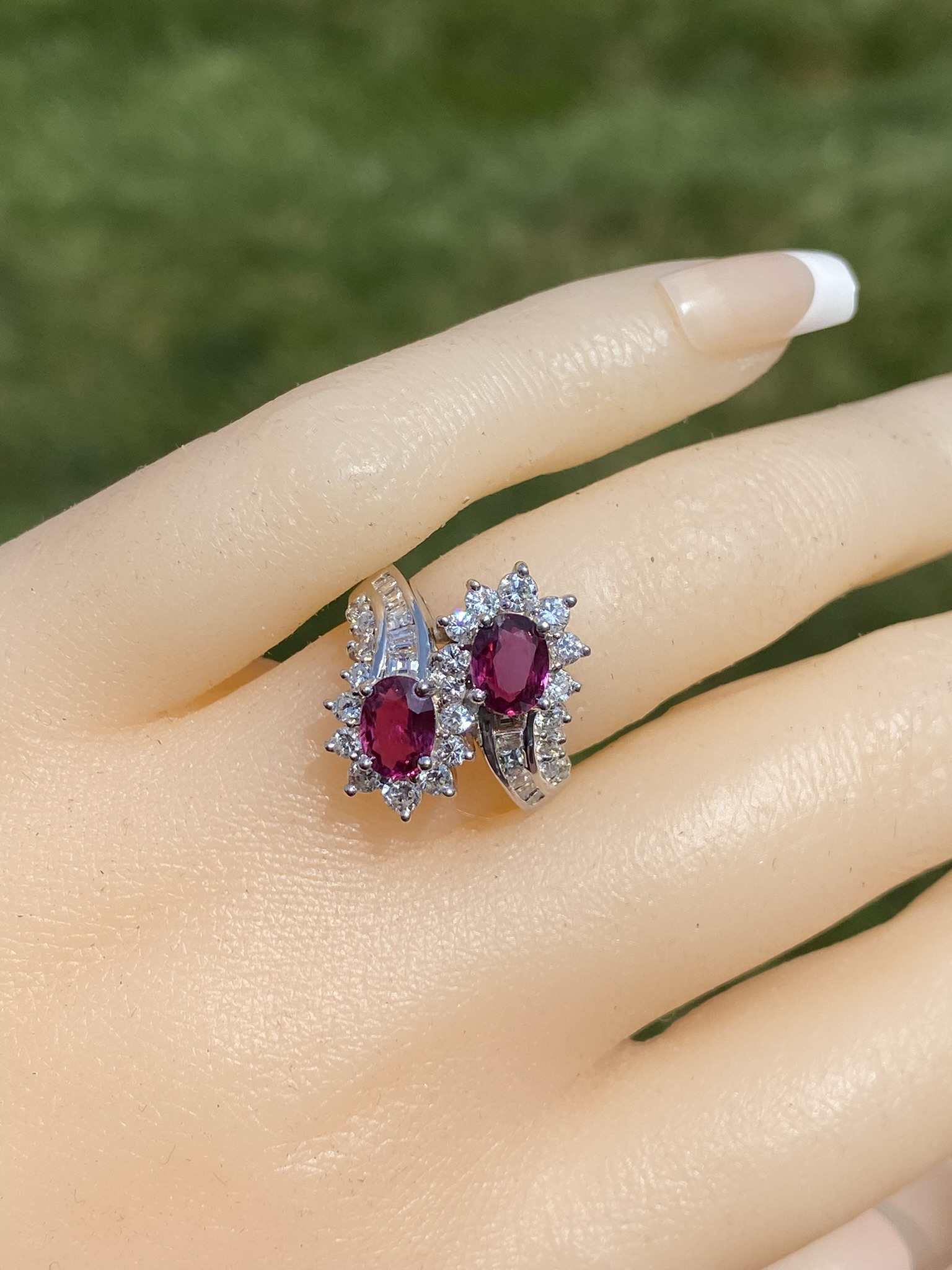 The East Lake Drive: Natural Double Ruby Bypass Ring with Diamonds - Image 10