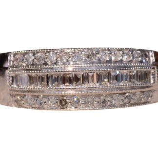 The Kaleigh Road:  Three Row Diamond Band with Baguettes and Rounds
