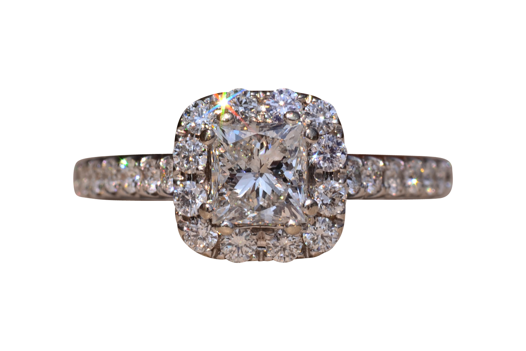 SOLD - The Duryea Ave: Neil Lane Signed Engagement Ring with Princess Cut Natural Diamond