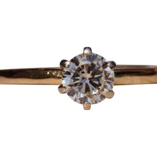 SOLD - The Bull Pasture Lane: Vintage Yellow Gold Solitaire Engagement Ring with Natural Diamond