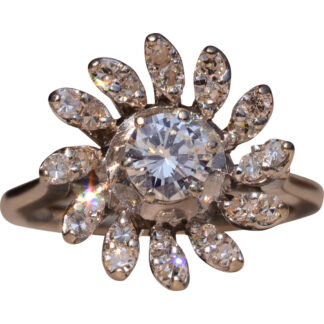 The Mulford Ave: Signed Mid Century Diamond Ring in White Gold