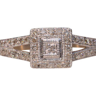 The Paradise Lane: Contemporary Square Halo Natural Diamond Ring