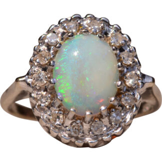 SOLD - The Star Island: Natural Australian Opal Ring set with Diamonds