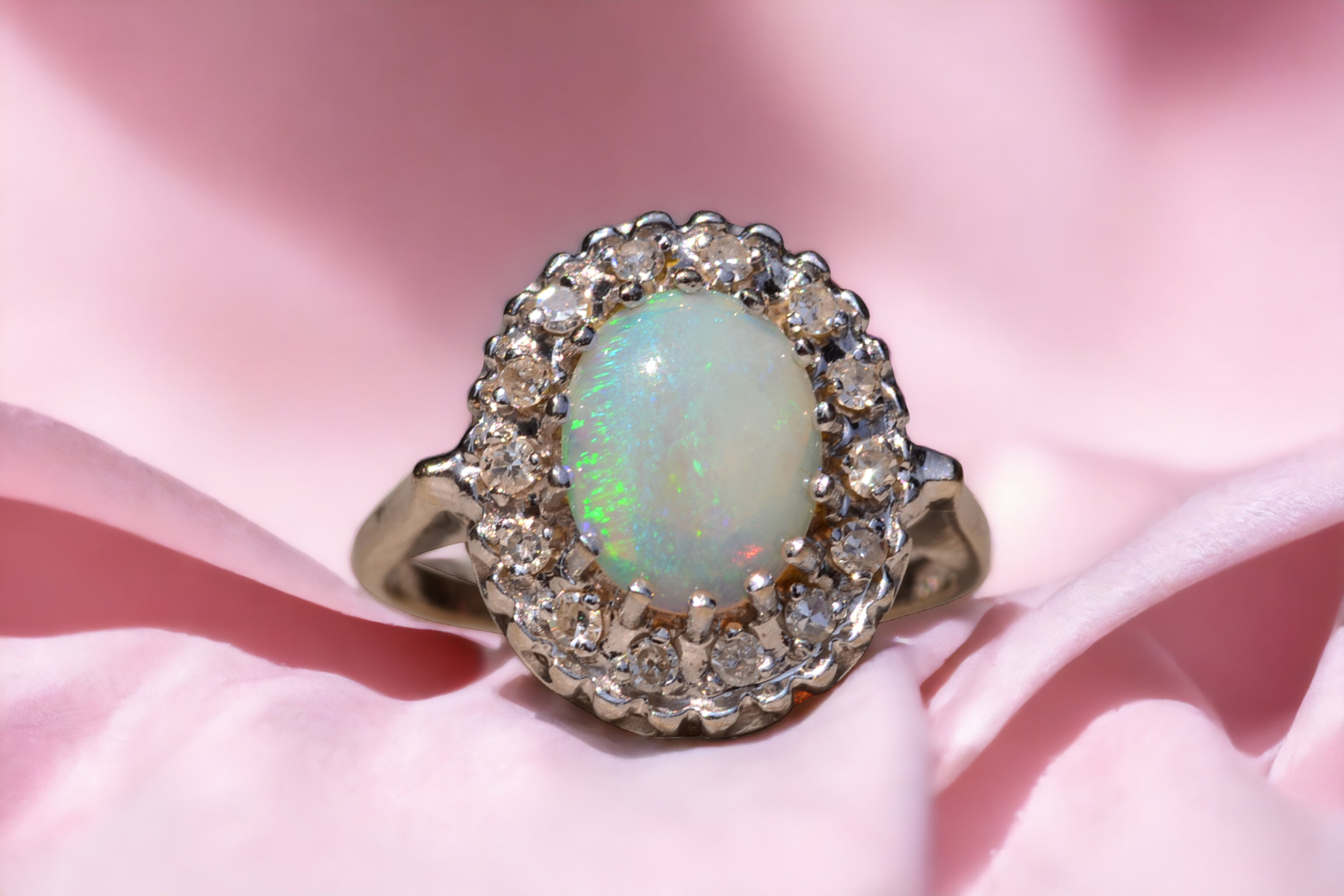 SOLD - The Star Island: Natural Australian Opal Ring set with Diamonds - Image 11