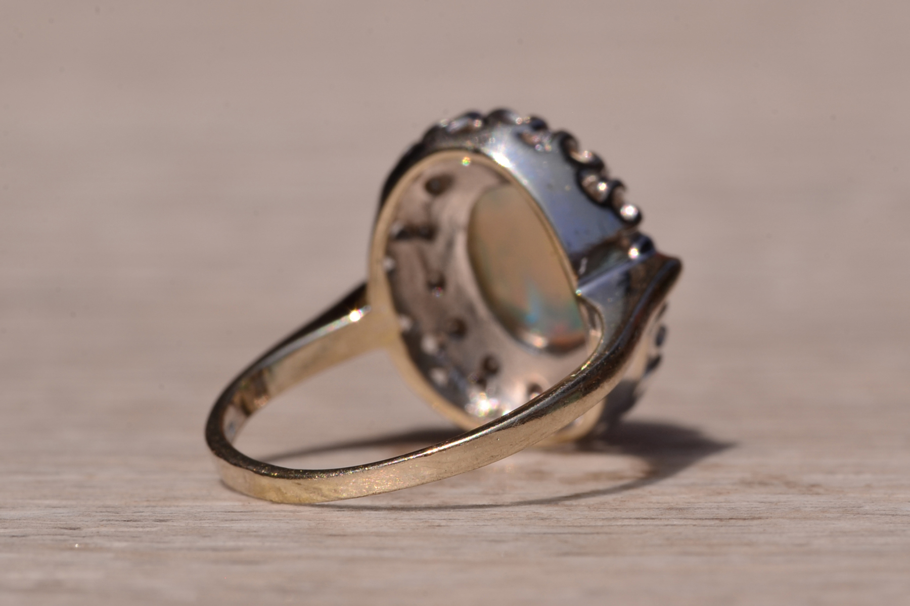 SOLD - The Star Island: Natural Australian Opal Ring set with Diamonds - Image 5