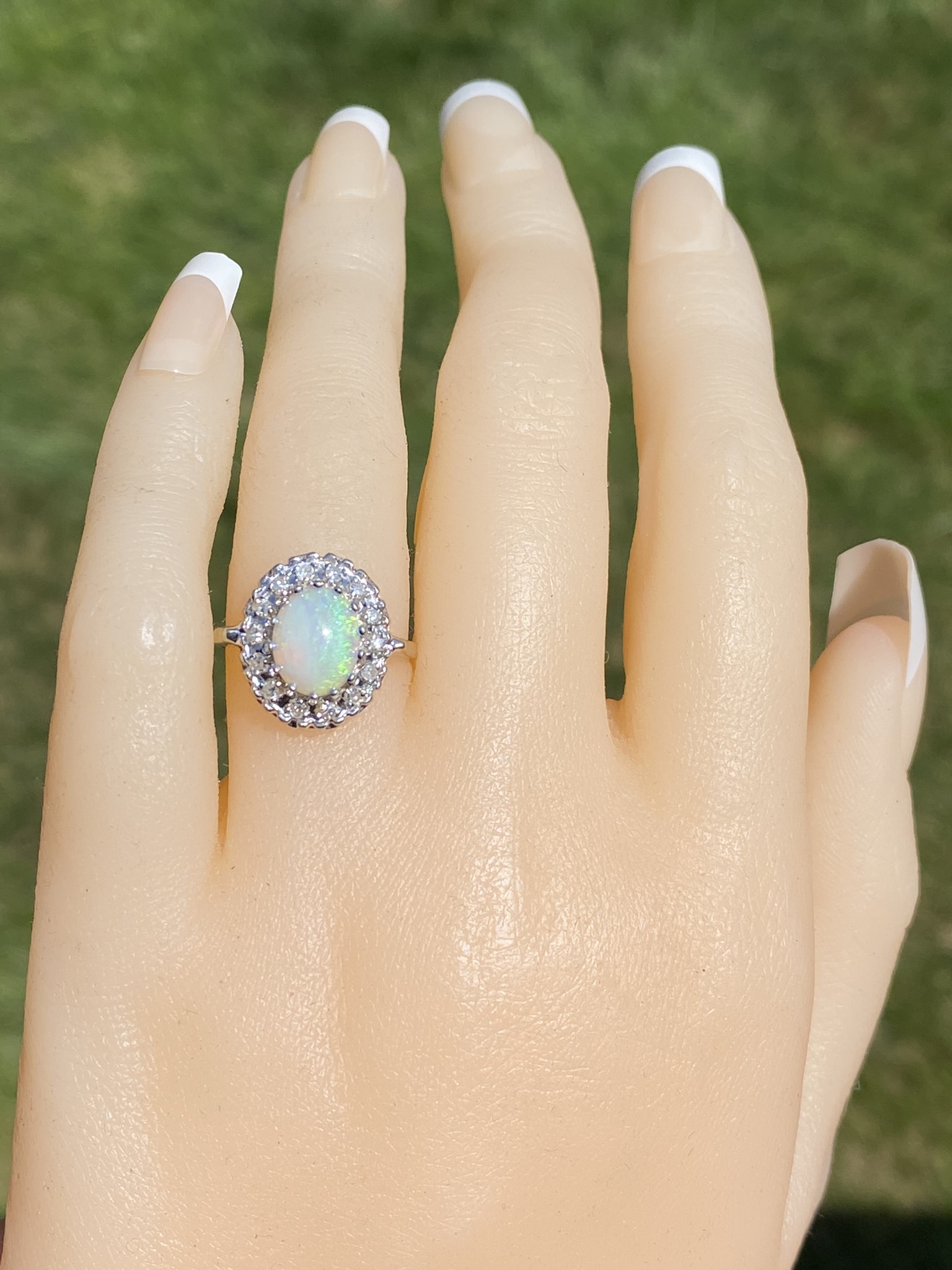 SOLD - The Star Island: Natural Australian Opal Ring set with Diamonds - Image 8