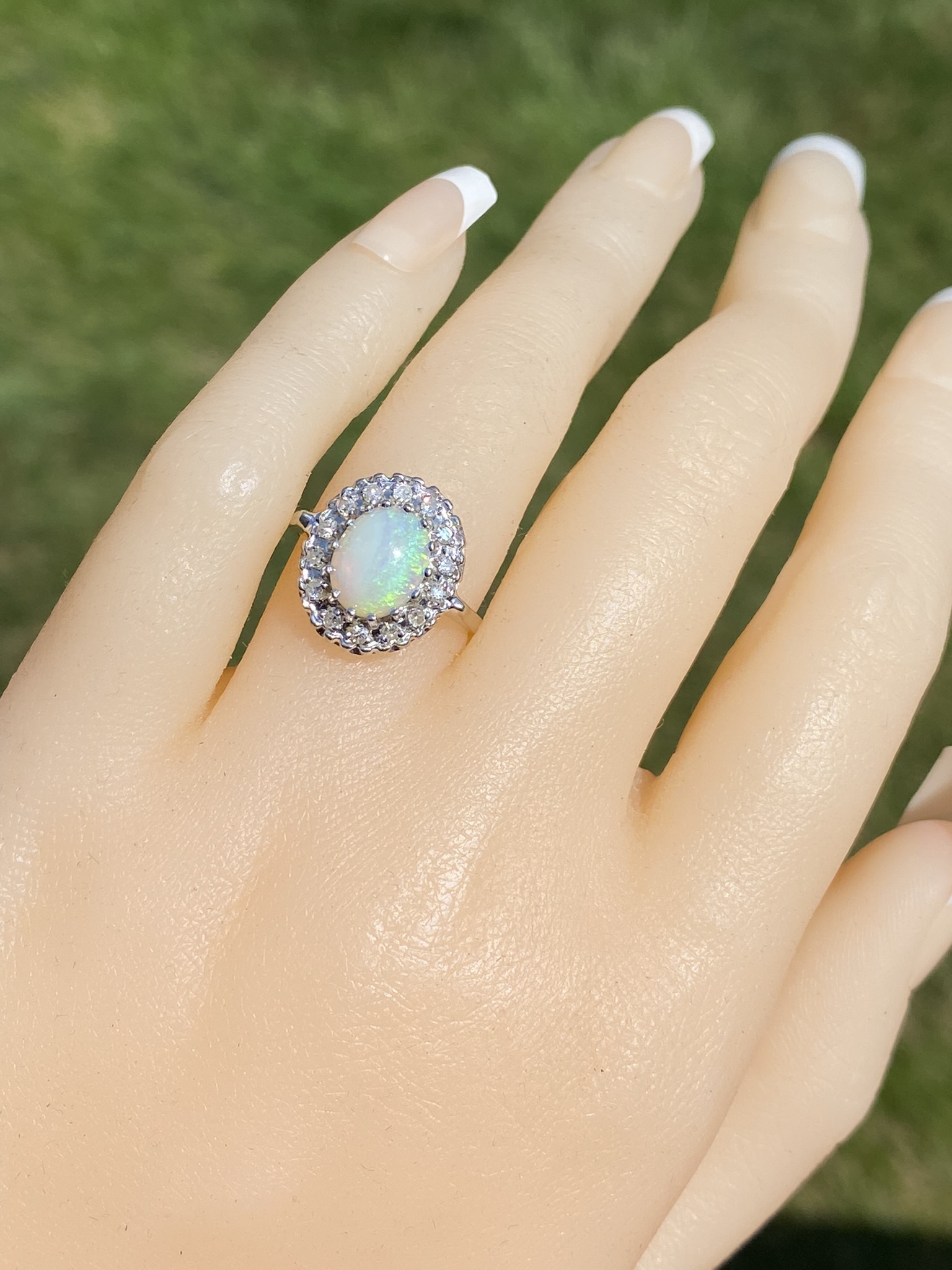 SOLD - The Star Island: Natural Australian Opal Ring set with Diamonds - Image 9