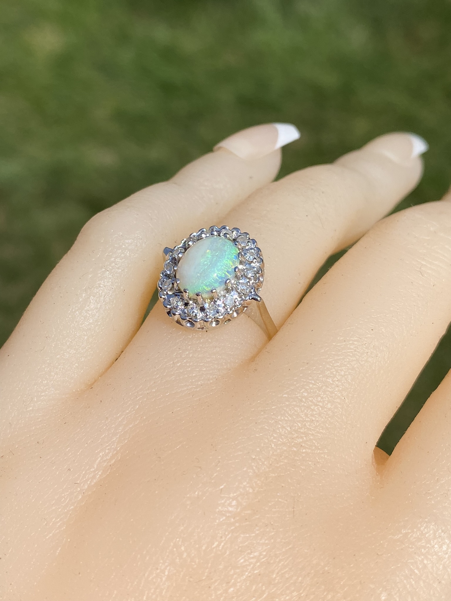 SOLD - The Star Island: Natural Australian Opal Ring set with Diamonds - Image 10