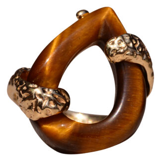 The Borde Road:  Goldmaster Signed Tigers Eye Ring in Yellow Gold