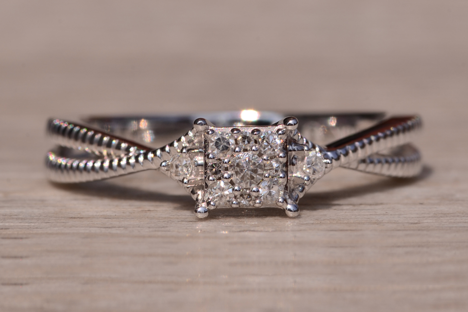 The Gladstone Place Duo: White Gold Promise Ring set with Natural Diamonds - Image 2