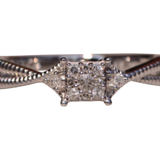 The Gladstone Place Duo: White Gold Promise Ring set with Natural Diamonds