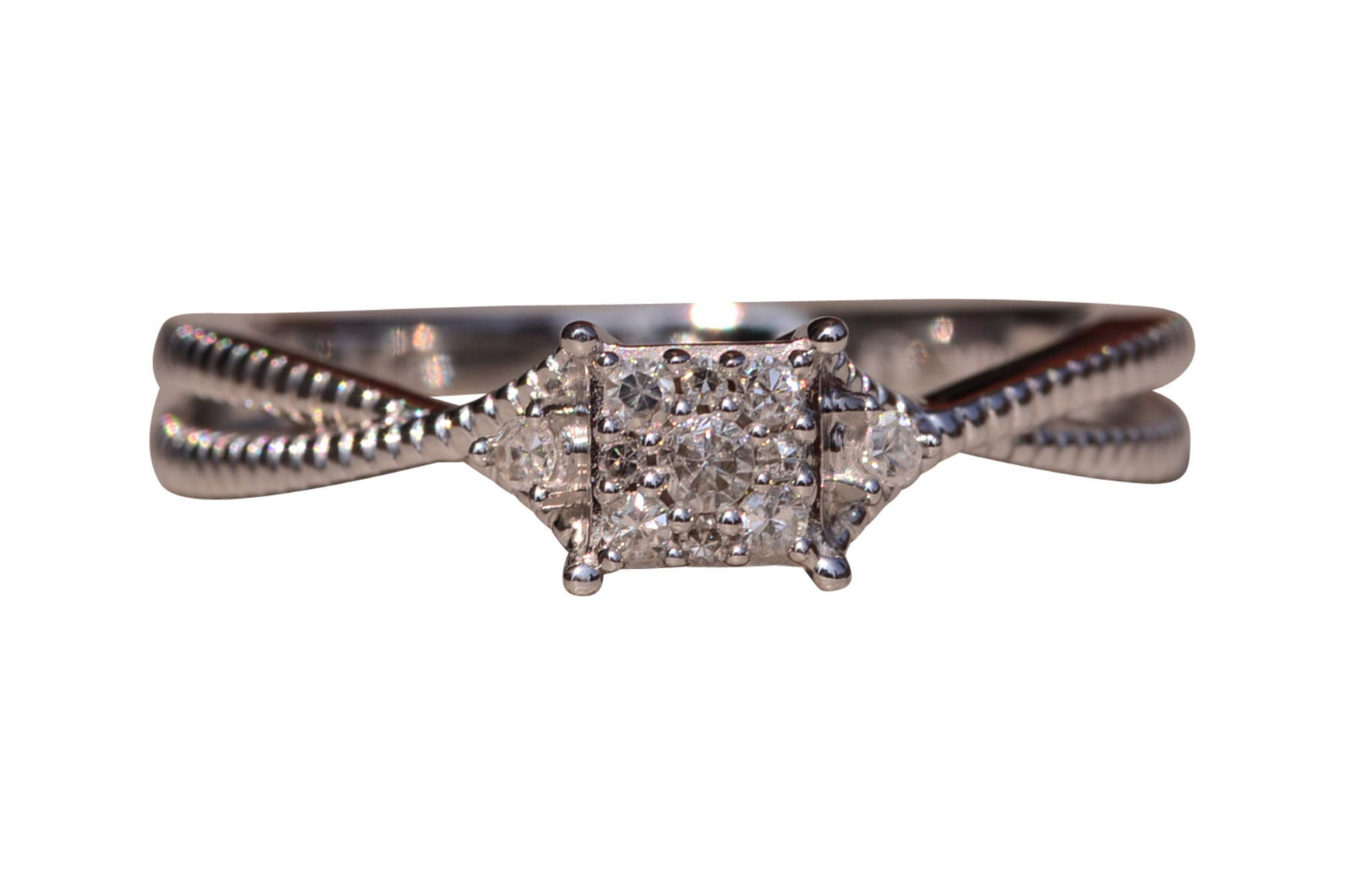 The Gladstone Place Duo: White Gold Promise Ring set with Natural Diamonds