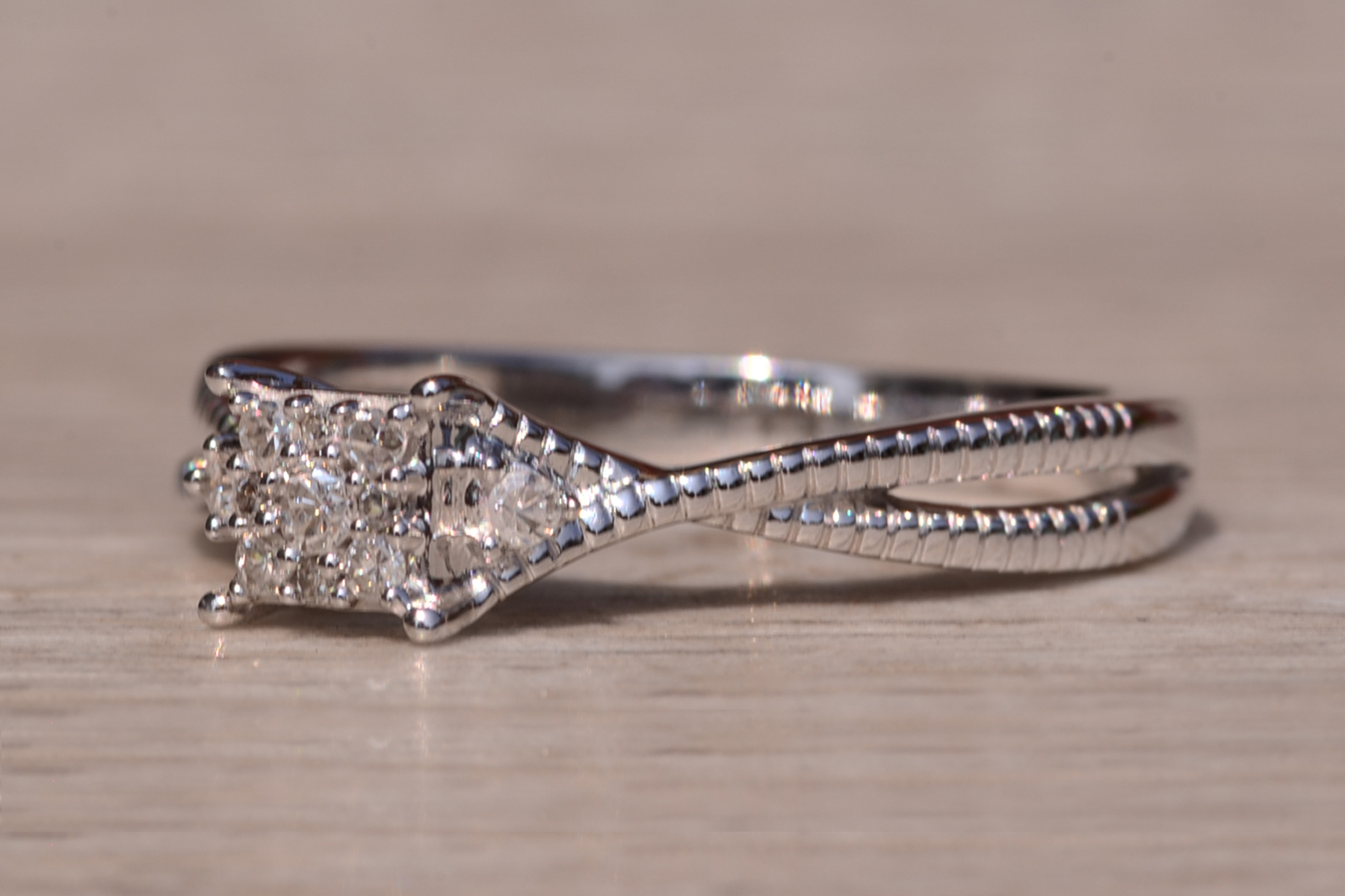 The Gladstone Place Duo: White Gold Promise Ring set with Natural Diamonds - Image 3