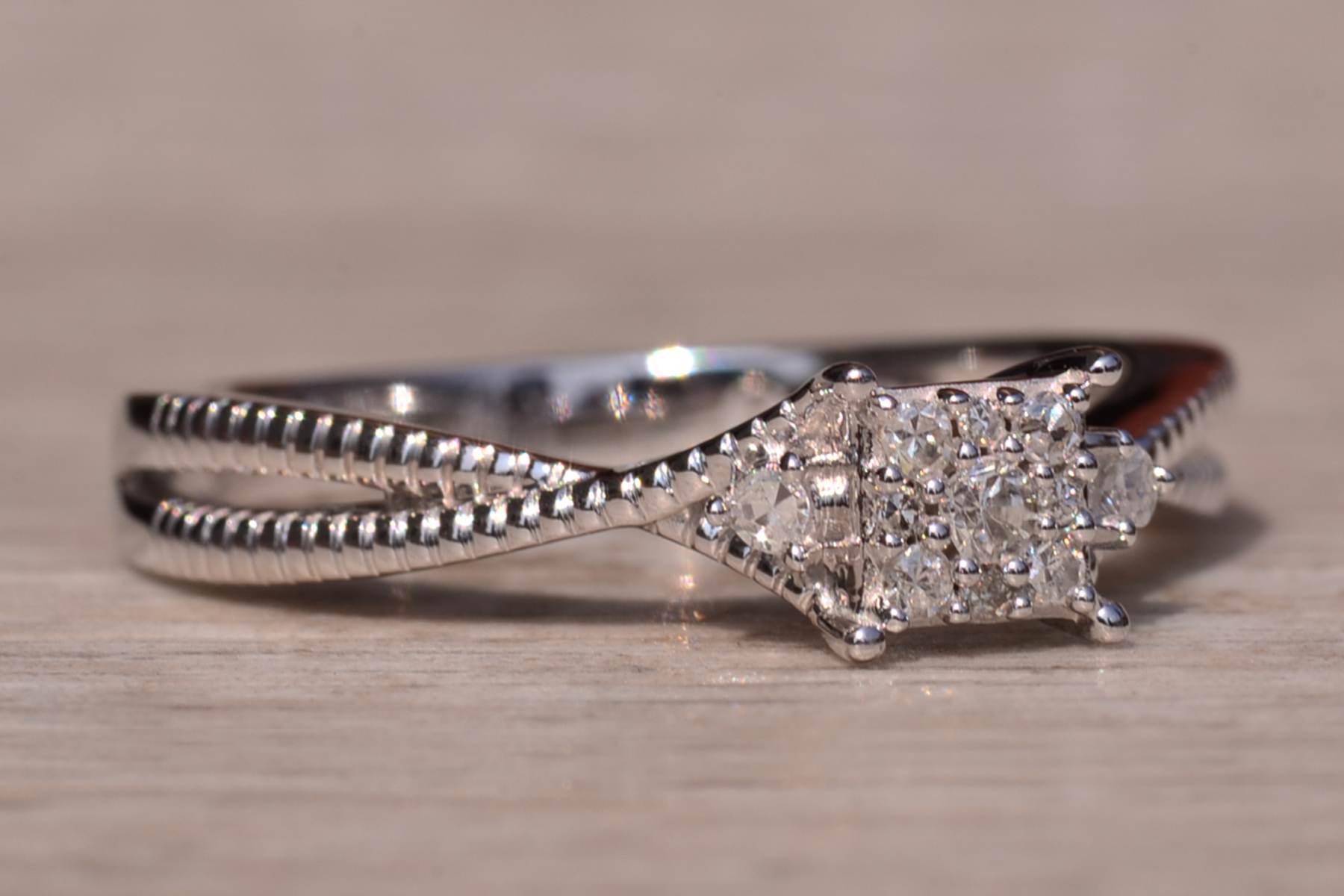 The Gladstone Place Duo: White Gold Promise Ring set with Natural Diamonds - Image 6