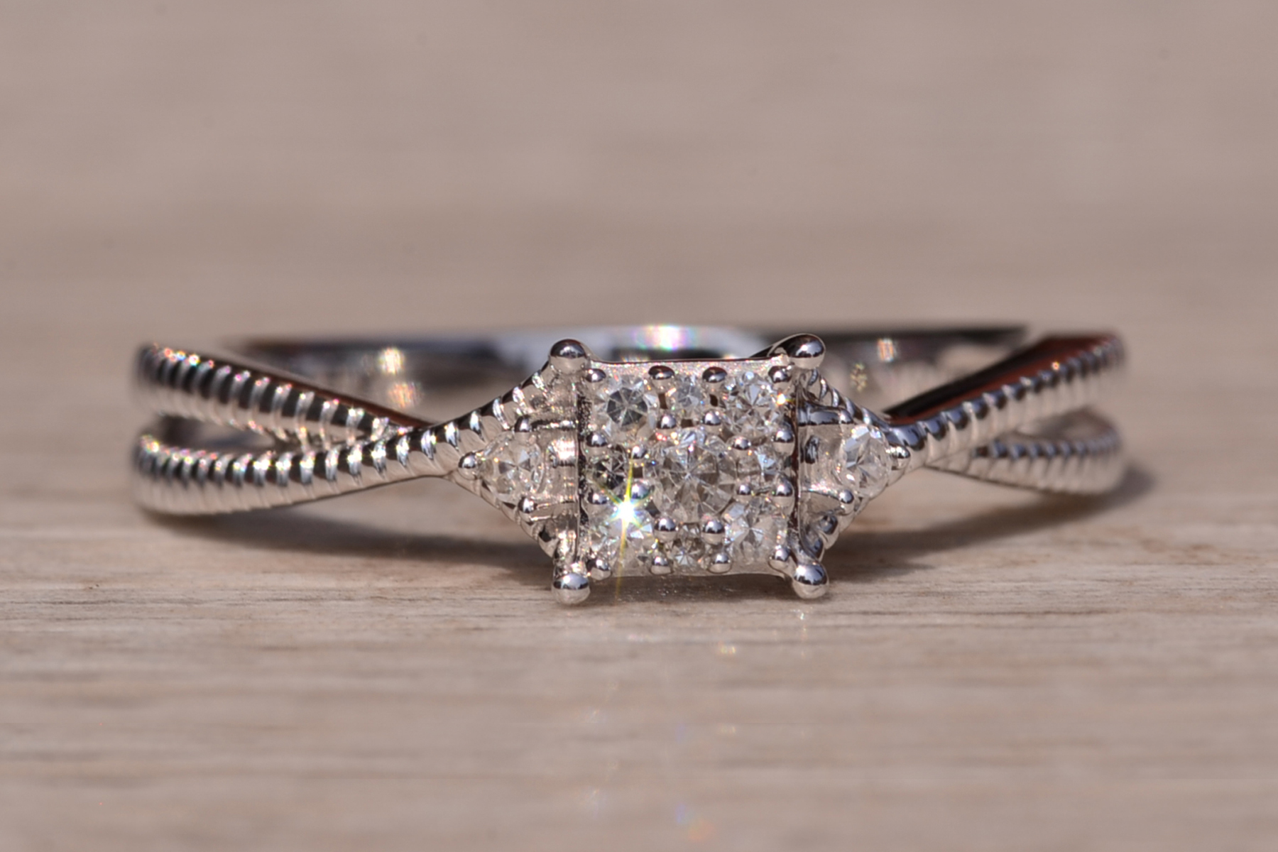 The Gladstone Place Duo: White Gold Promise Ring set with Natural Diamonds - Image 7