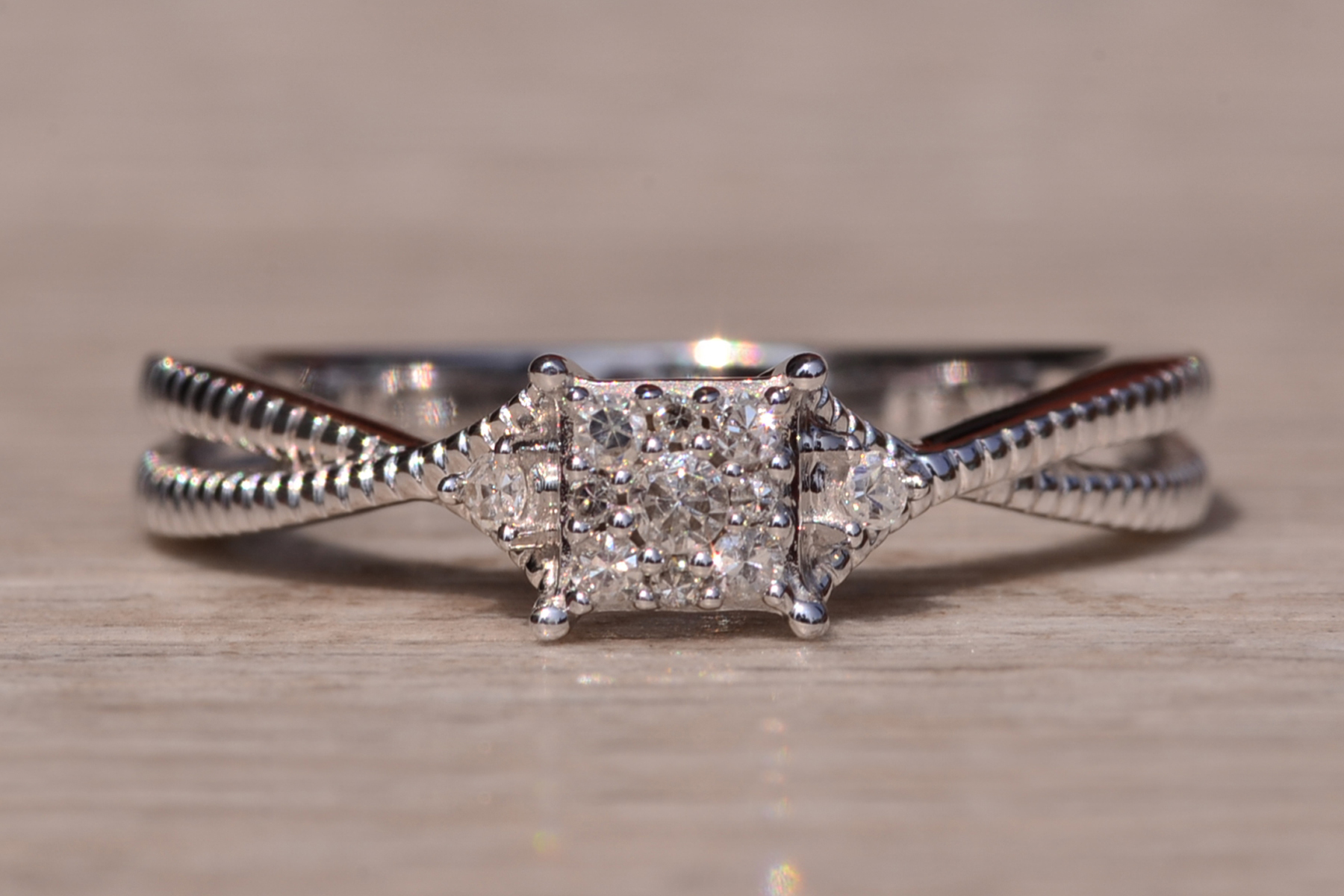 The Gladstone Place Duo: White Gold Promise Ring set with Natural Diamonds - Image 8
