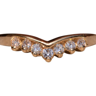 The South View Drive:  Vintage Chevron Ring in Yellow Gold with Natural Diamonds