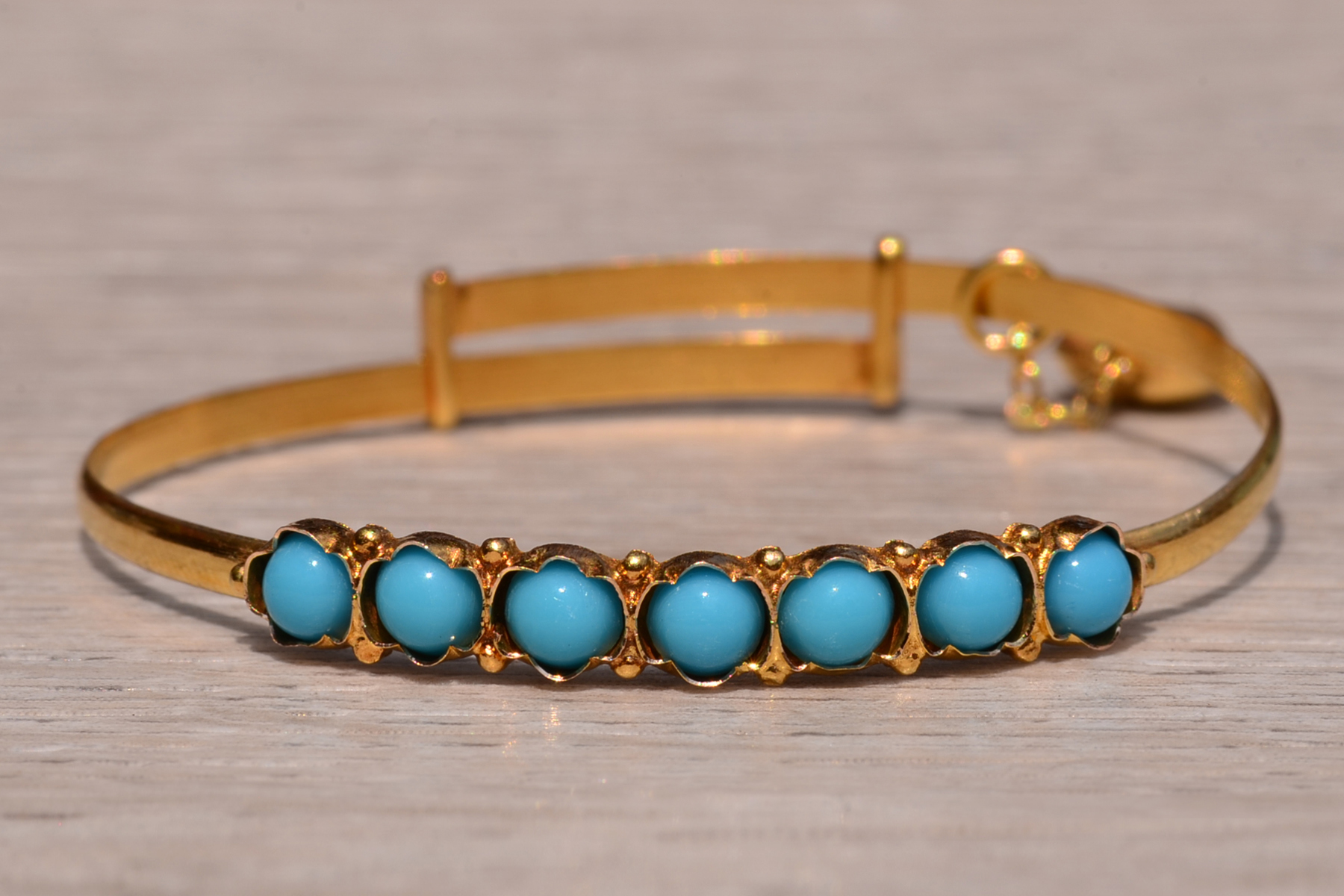 The Thompson Boulevard: Child's Antique High Karat Bangle Bracelet with Turquoise
