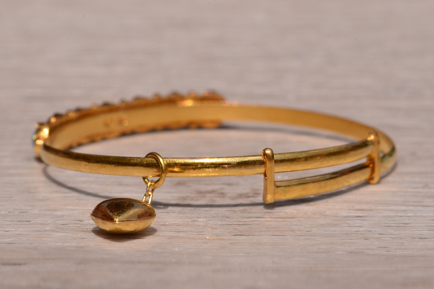 The Thompson Boulevard: Child's Antique High Karat Bangle Bracelet with Turquoise - Image 4