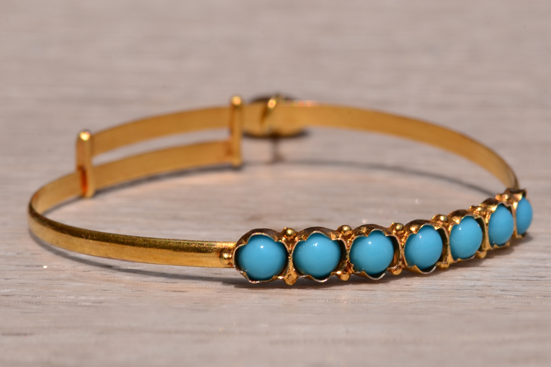 The Thompson Boulevard: Child's Antique High Karat Bangle Bracelet with Turquoise - Image 6