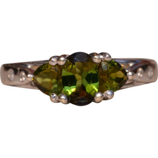 The Olive Island: Kornerupine Ring in White Gold