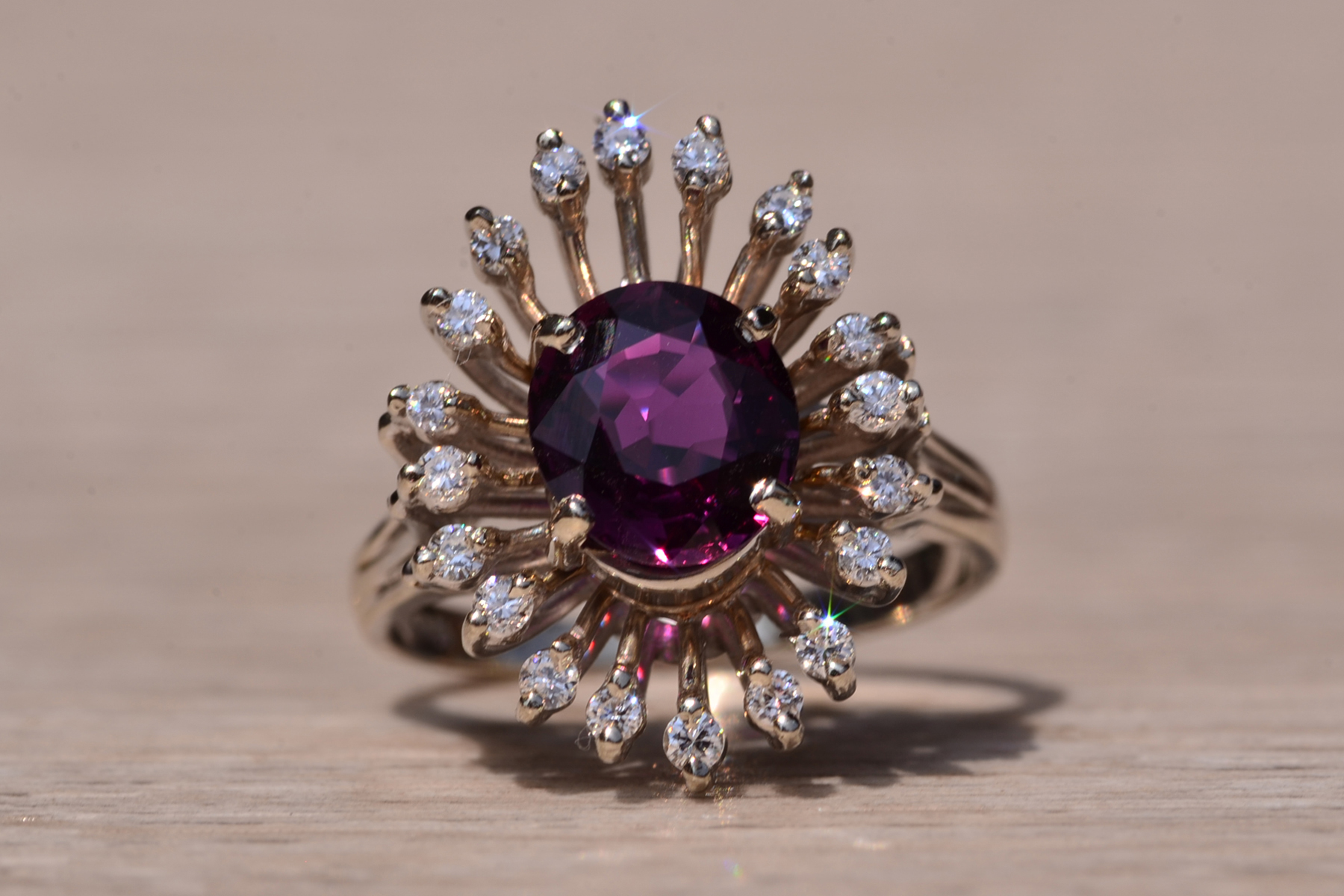 The South Greenwich: Mid Century Deep Purplish- Red Natural No Heat Ruby and Diamond Ring - Image 2