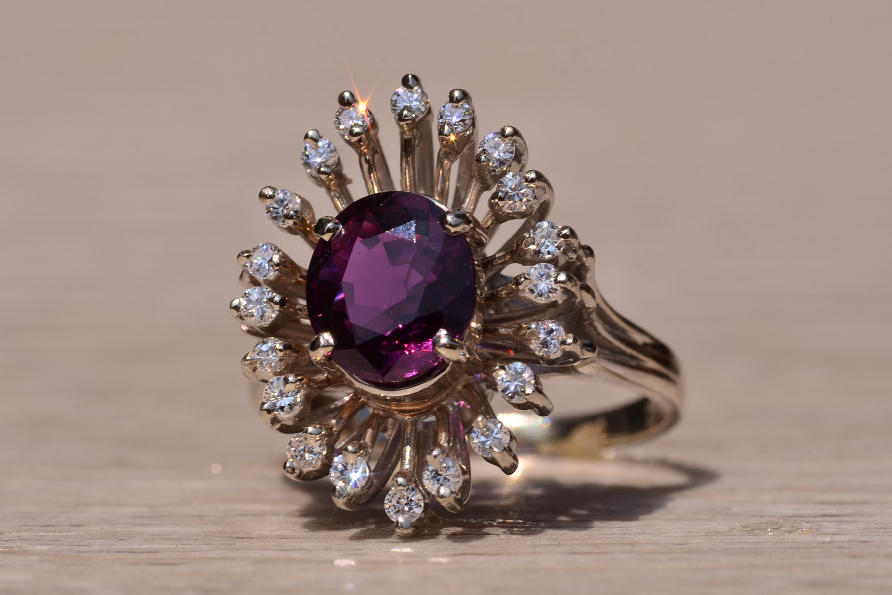 The South Greenwich: Mid Century Deep Purplish- Red Natural No Heat Ruby and Diamond Ring - Image 3