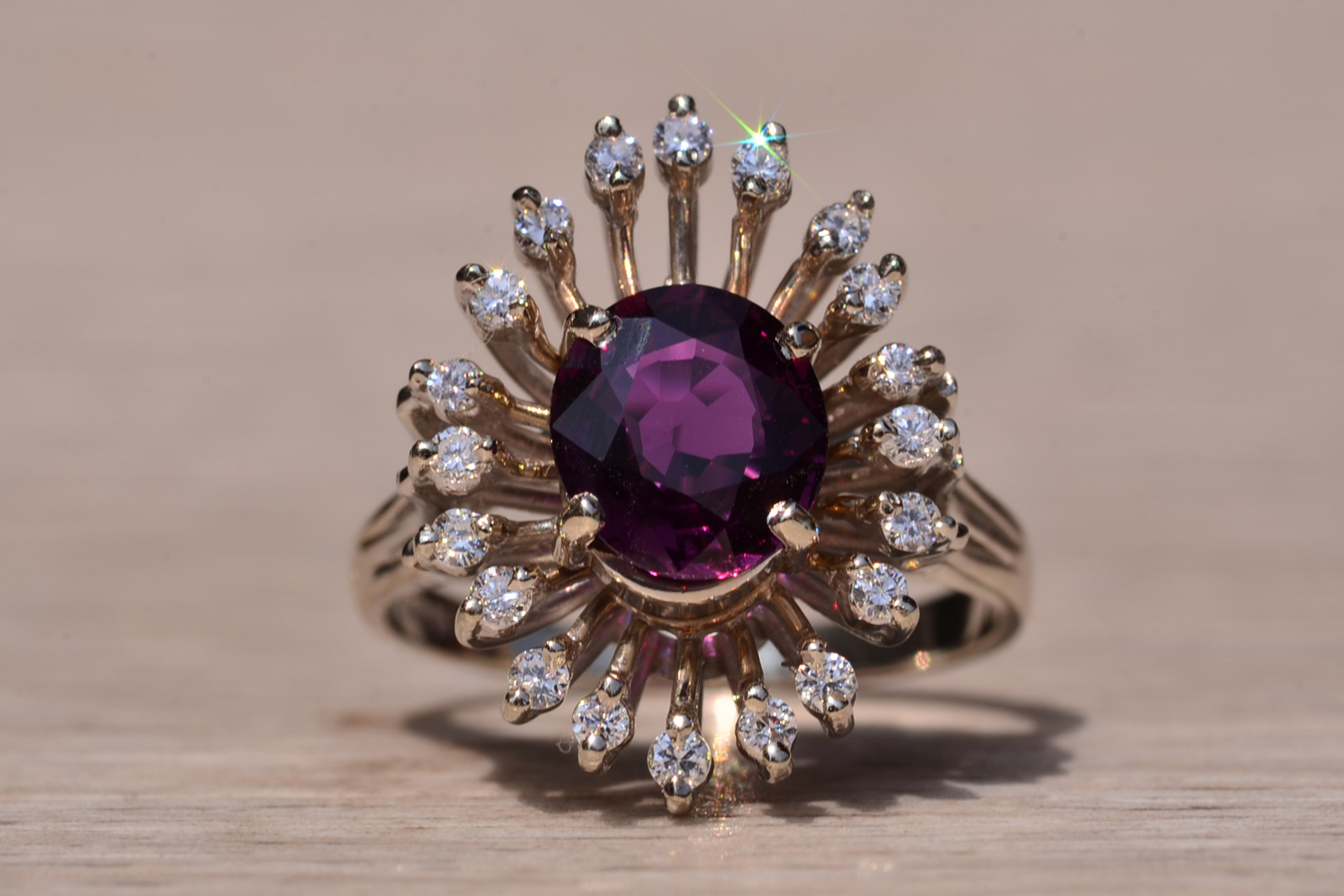 The South Greenwich: Mid Century Deep Purplish- Red Natural No Heat Ruby and Diamond Ring - Image 7