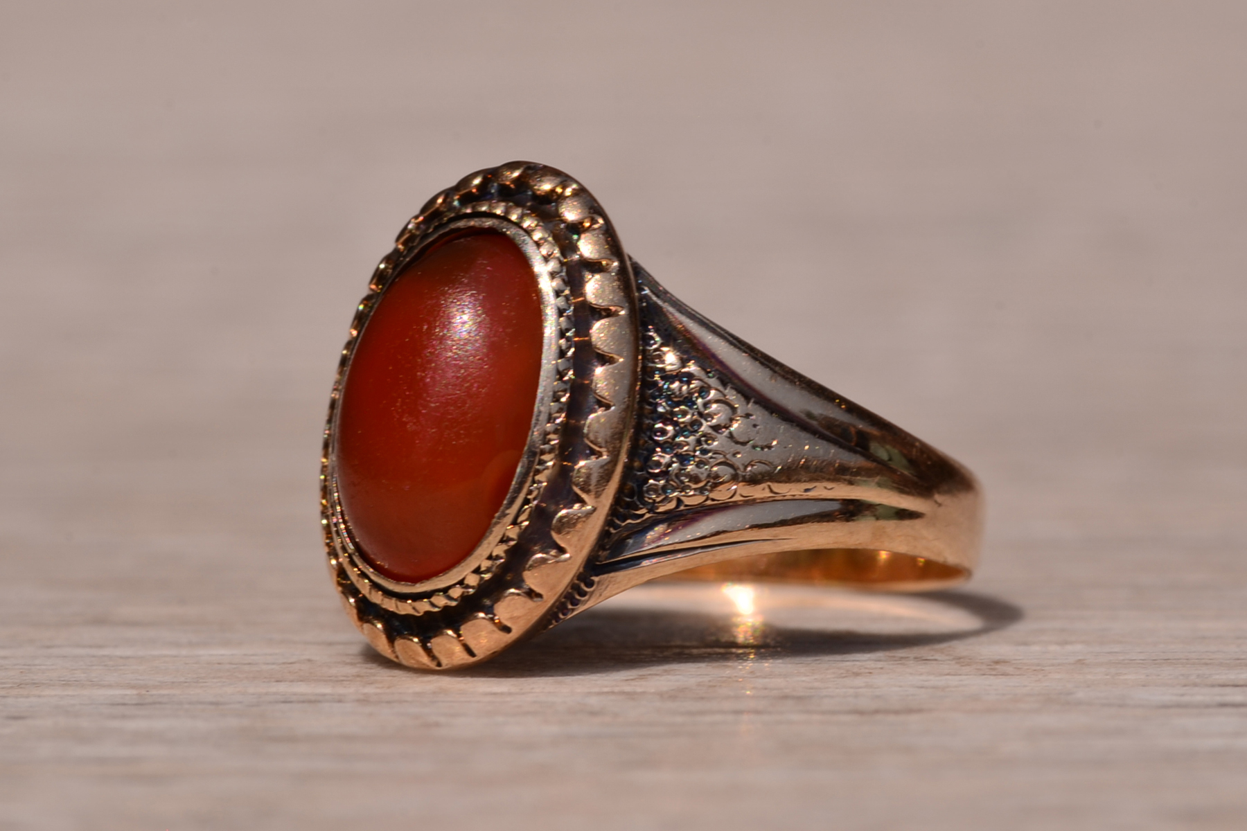 SOLD - The Benson: Antique Carnelian Ring in Yellow Gold - Image 3