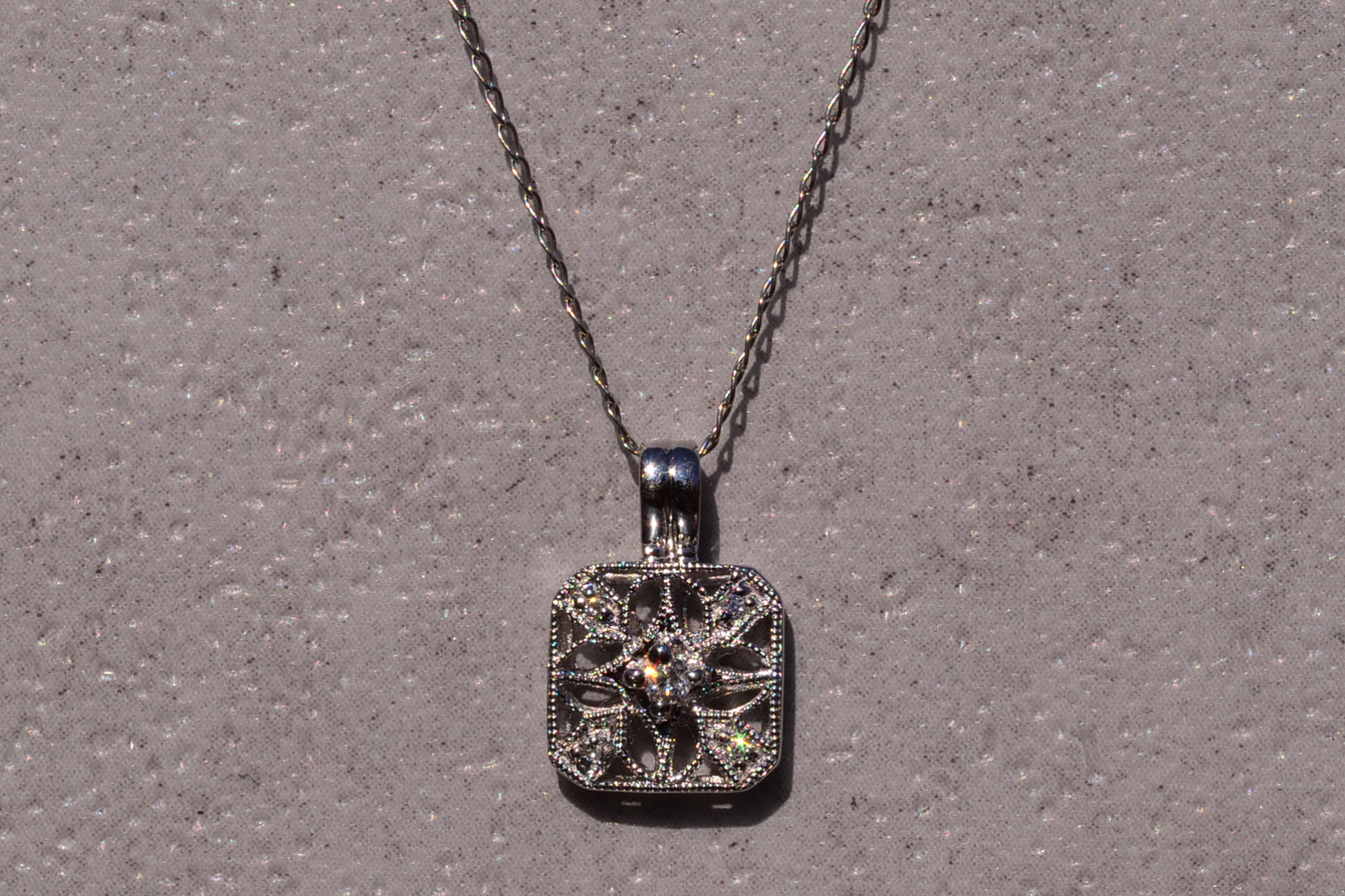 SOLD - The 38th Street: Contemporary Diamond Pendant with Filigree - Image 2