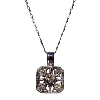 SOLD - The 38th Street: Contemporary Diamond Pendant with Filigree