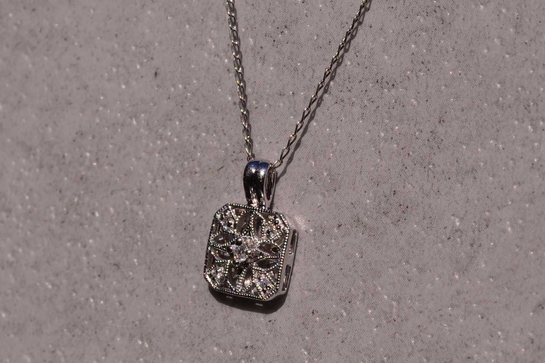 SOLD - The 38th Street: Contemporary Diamond Pendant with Filigree - Image 3