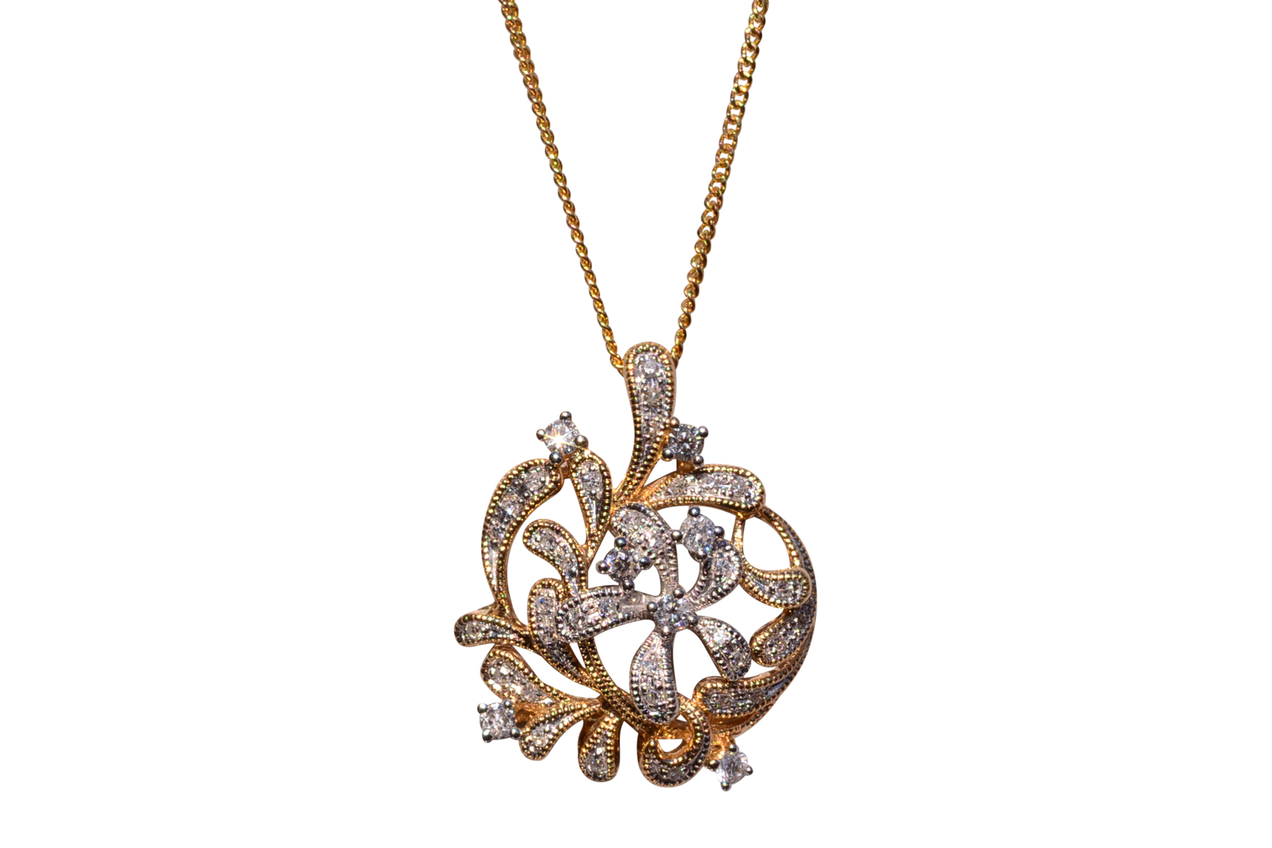 SOLD - The 36th Street: Effy Signed Filigree and Natural Diamond Apple Pendant