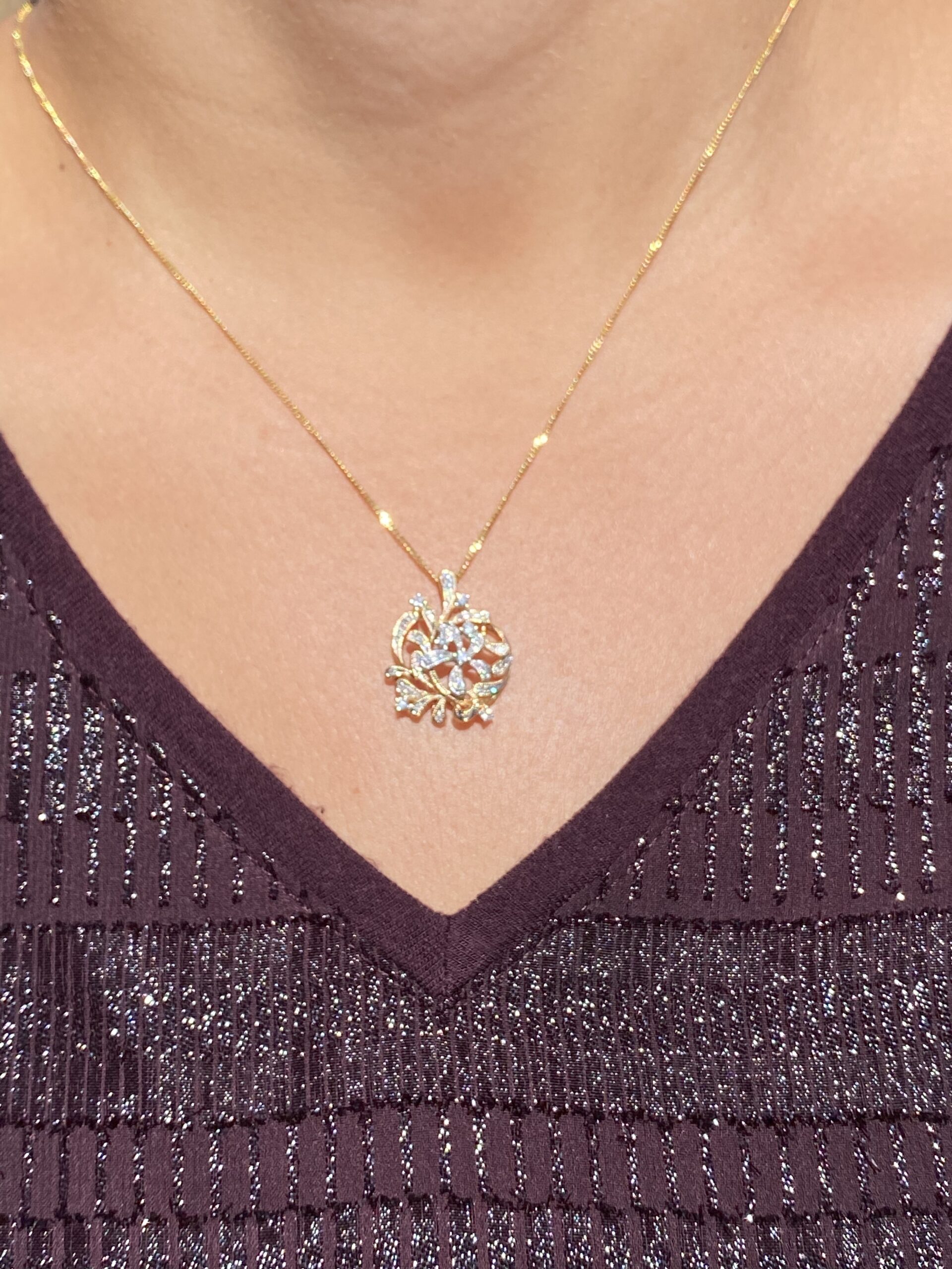 SOLD - The 36th Street: Effy Signed Filigree and Natural Diamond Apple Pendant - Image 4