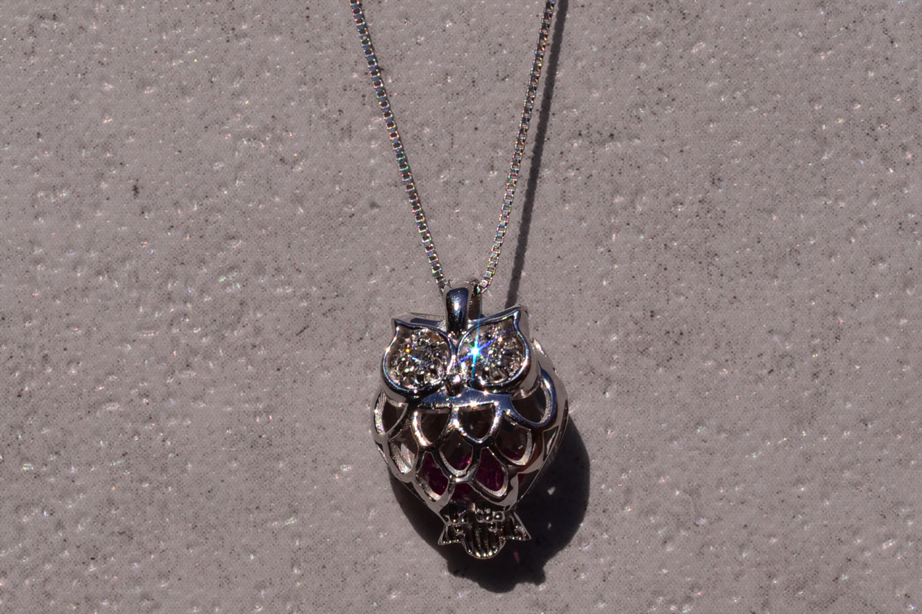 SOLD - The 34th Street: Owl Pendant in White Gold With Tourmaline and Diamonds - Image 2