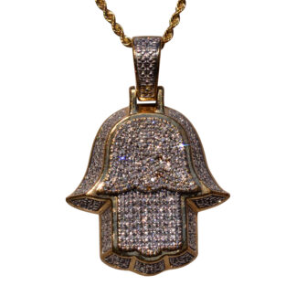 The 31st Street: Yellow Gold and Diamond Hamsa Pendant