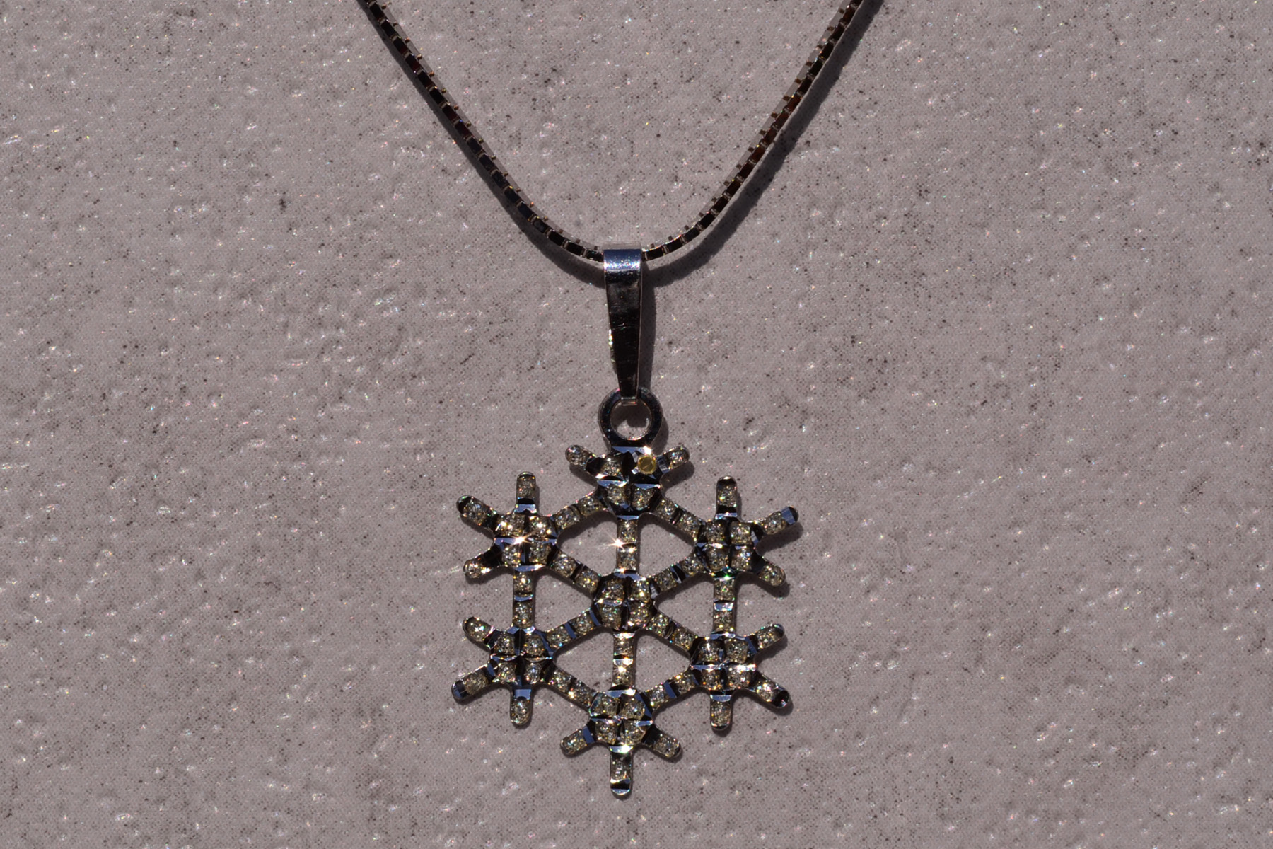 SOLD - The 25th Street: White Gold Snowflake Pendant with Diamond - Image 2